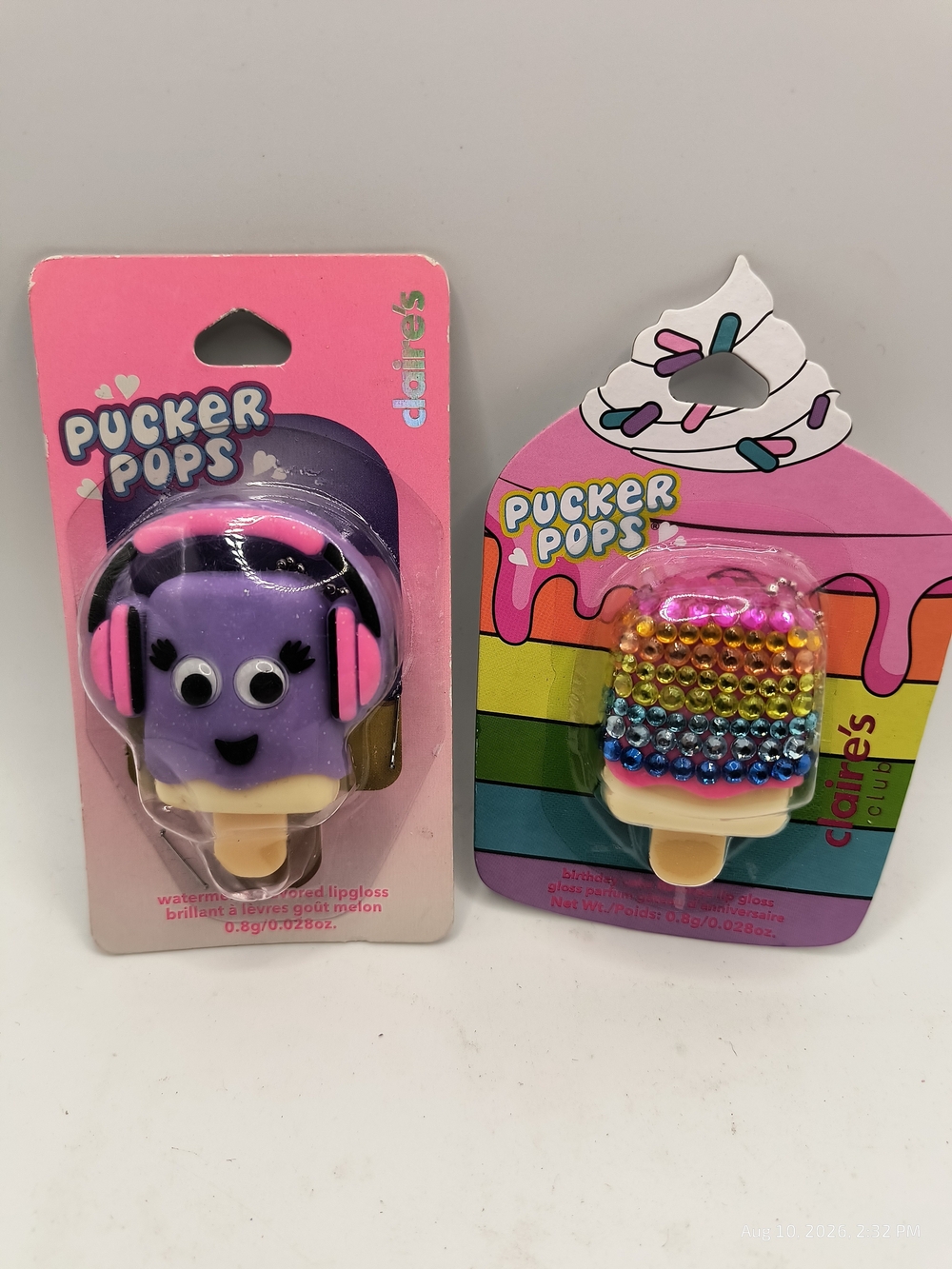 Claire's Pucker Pops Lip Gloss Ice Cream Design Watermelon Birthday Cake BNIP